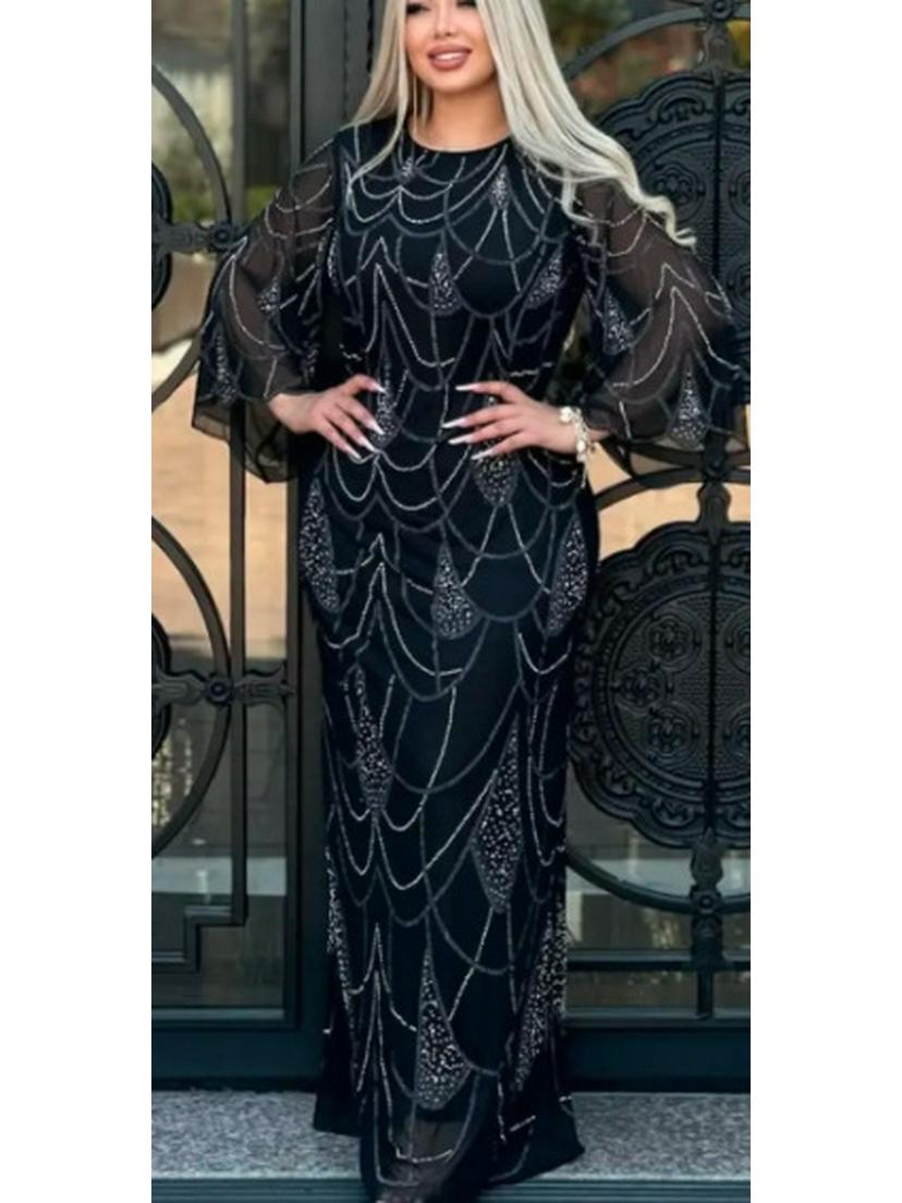 

Женское облегающее платье с круглым вырезом в европейском и американском стиле, осень/зима 2025 XXL