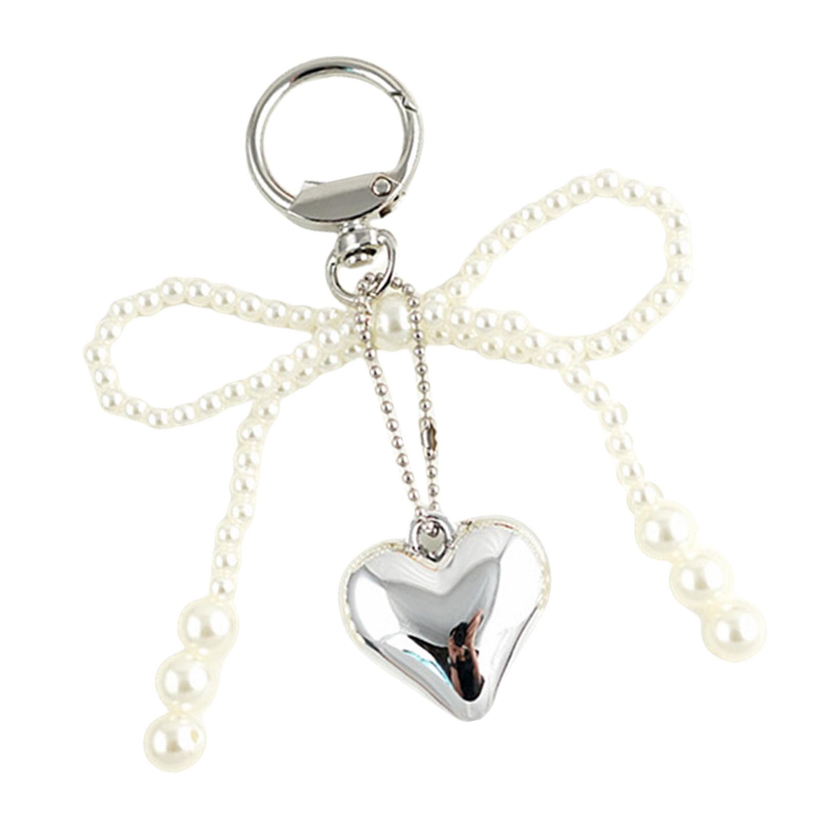 

Брелок с подвеской в ​​виде сердца с бантом, подвеска для телефона, съемный ремешок для телефона, брелок-бабочка, стильные украшения для сумки-кошелька белый