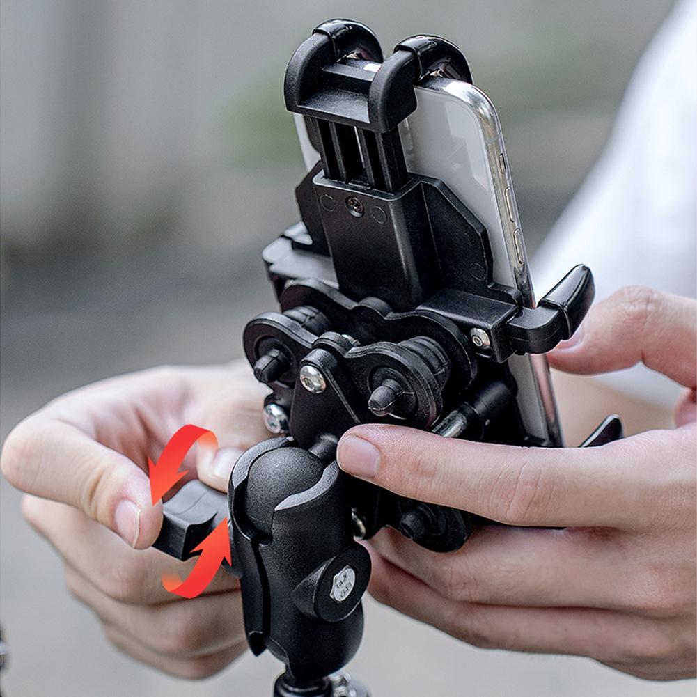 Electric Bicycle Navigation Holder 360 Rotation Handlebar GPS Navigation Bracket with Shock Absorber Adjustable for 4.7-7.1 Inch