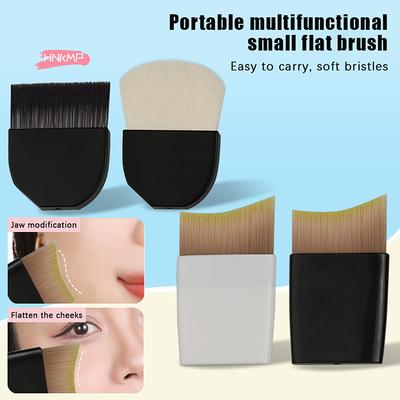 1 Peça Pincel para Base em Forma de Meia-Lua Design Ultra Fino de Linha Única Cabo Curto Cerdas Macias Profissionais Ferramenta de Beleza para Maquiagem