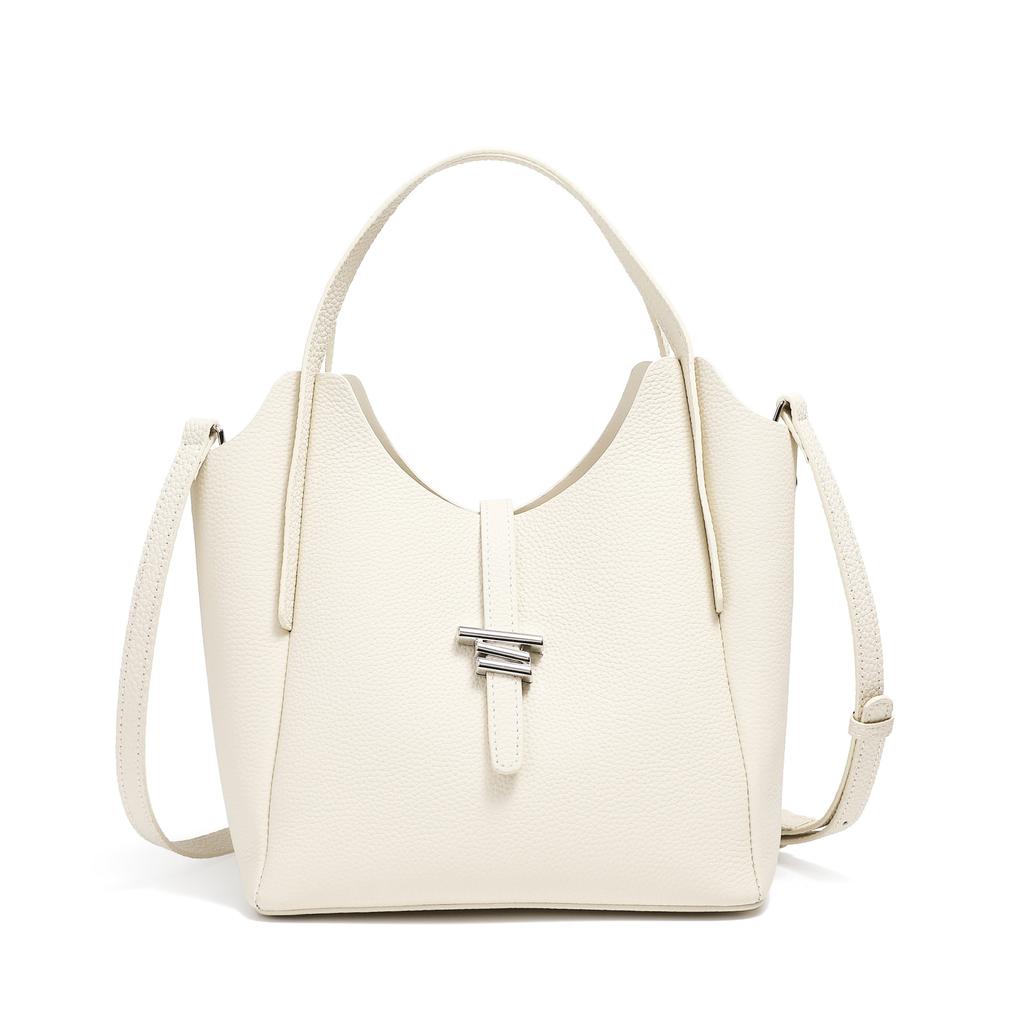 New Spring and Summer Genuine Leather Women's Bag Daily Commuting Handbag Fashion Wind Chime Bag Slanted Vegetable Basket Bag