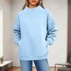 Women's Fashionable Casual Solid Color Round Neck Long Sleeved Pocket Sports Casual Pullover Sweatshirt Top