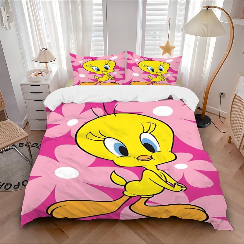 3pcs Tweety Bird Cover Set,Soft Comfortable Duvet Cover,Guest Room (1*Duvet Cover + 2*Pillowcases, Without Core) yy251024022