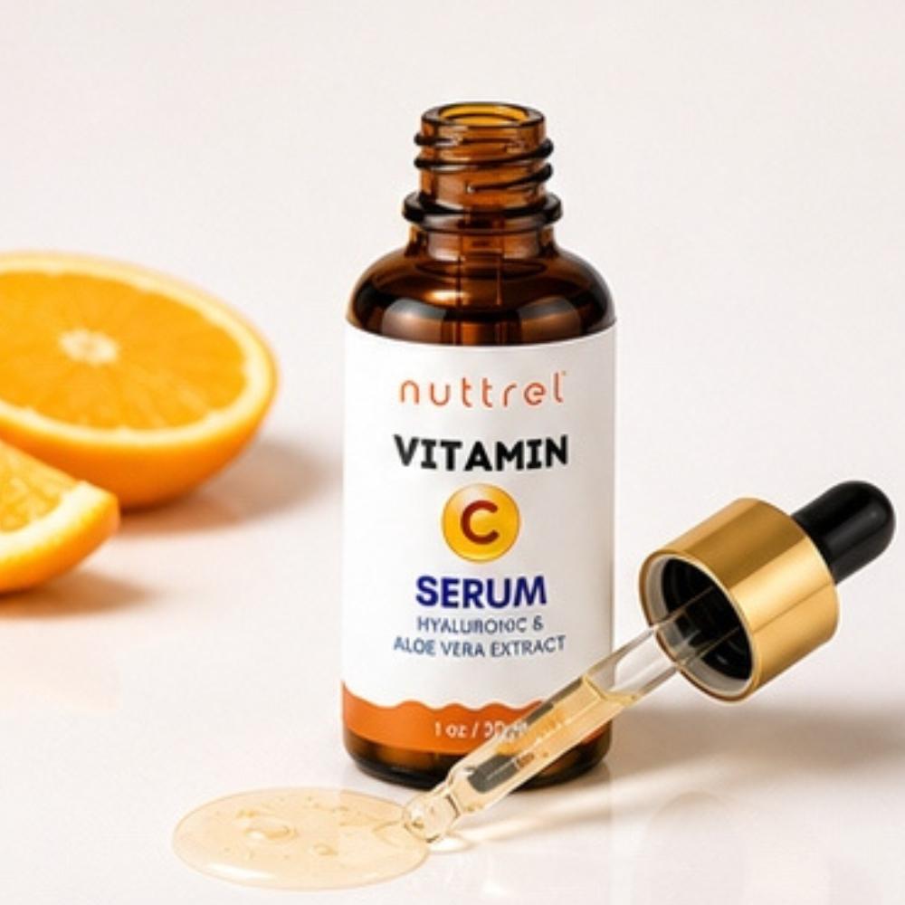 Nuttrel Vitamin C Hautpflege Serum Essence | Feuchtigkeitsspendendes Gesichtsserum mit Hyaluronsäure & Aloe Vera | 30ml