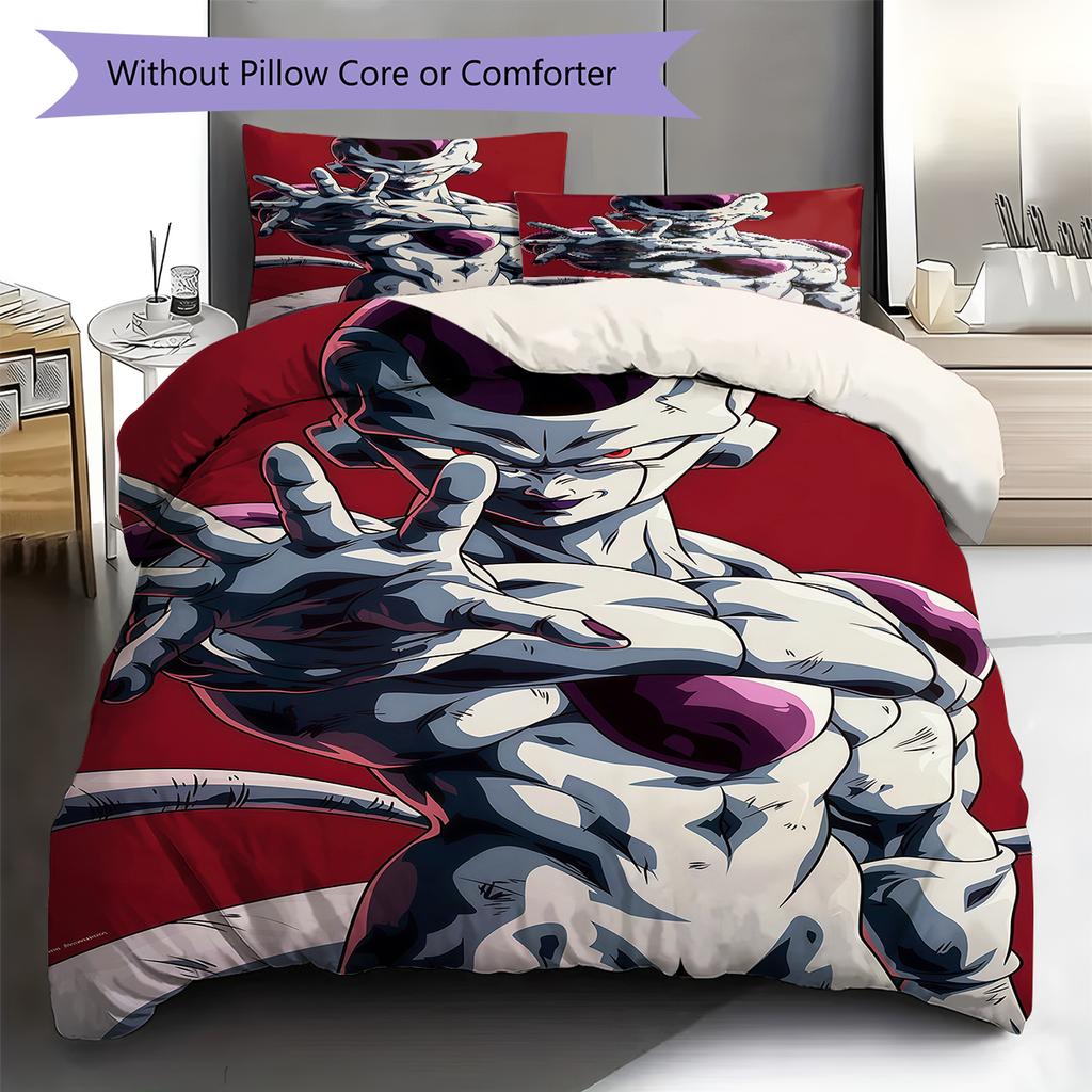 Frieza Pattern Bedding,Quilt Set Quilt Cover Pillowcase Home Birthday Gift (1 * Duvet Cover + 2 * Pillowcase, Without Core)