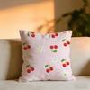 Beautiful Pink Bow Cherry Cushion Cover Cozy Velvet Throw PillowSoft Warm Cushion For Sofa  Bed