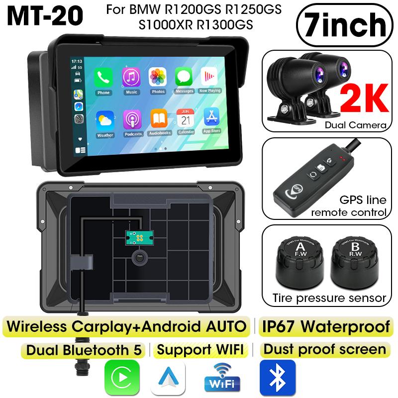 7 Inch 2K DVR Motorcycle For BMW R1200GS R1250GS S1000XR R1300GS GPS Navigation Moto Touch Screen Portable CarPlay Android Auto