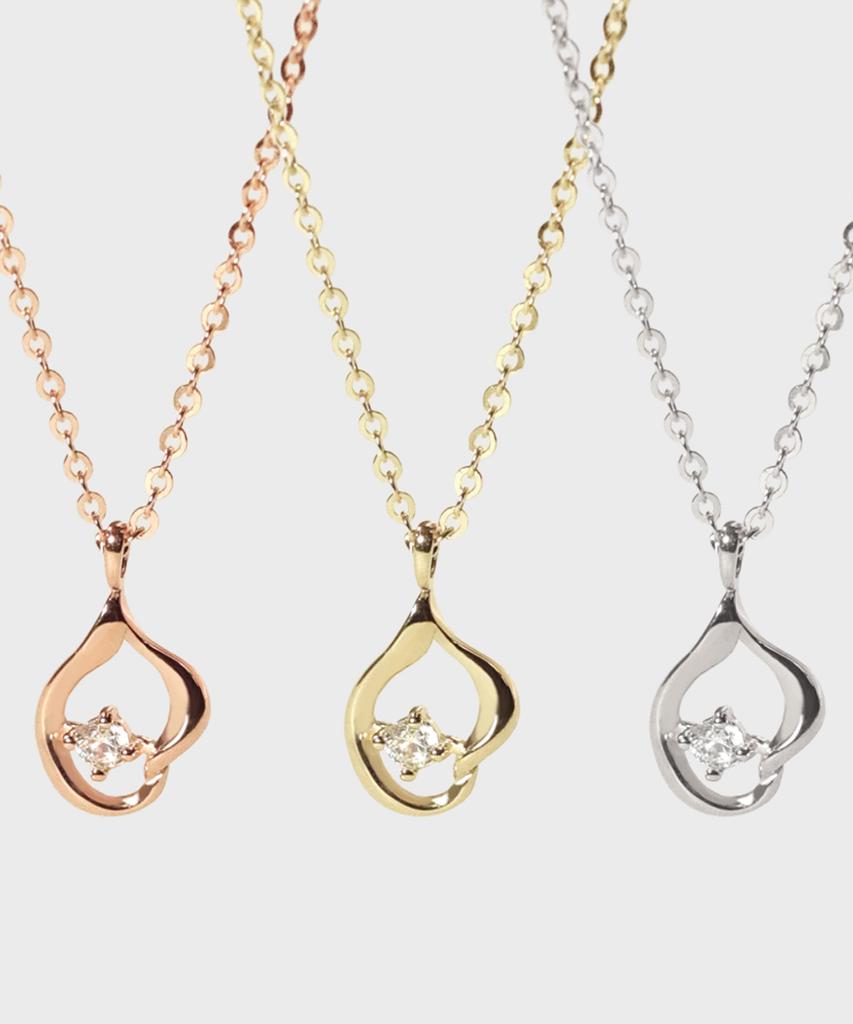 Loveenb [14K Gold] Wavy Teardrop Necklace