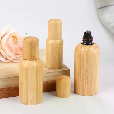 1 Pcs 10/20/30/50/100ml Bamboo Glass Roll On Bottle With Lid For Essential Oils Refillable Perfume Bottles With Roller Ball