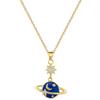 Light Luxury Temperament Gorgeous Full Diamond Planet Galaxy Necklace Women'S Versatile Collarbone Chain Titanium Steel Chain
