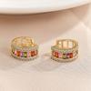 Luxury Female Rainbow Zircon Stone Butterfly Hoop Earrings Vintage  Gold Color Wedding Jewelry For Women