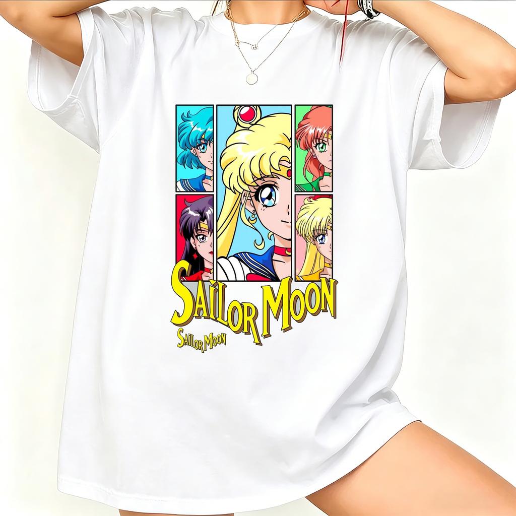 Sailor Moon Retro 90s Anime Graphic T Shirt Summer Cotton Unisex Unisex Tee Streetwear Casual Trend Short Sleeve Couple Hip Hop Top