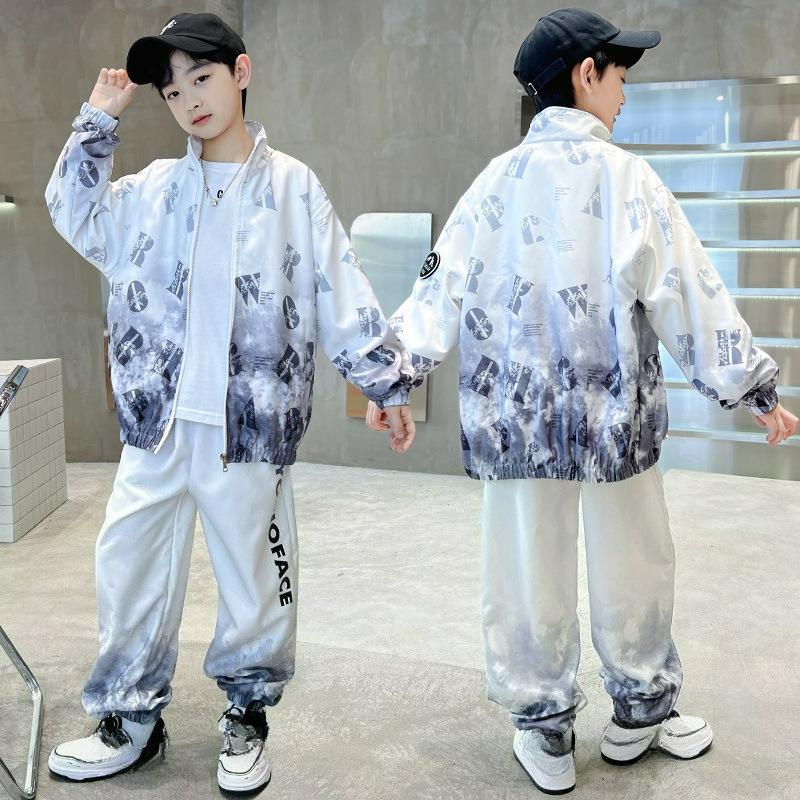 

Children s Clothing, Boys Sports Suits, Spring and Autumn, Big Children s Jackets, Trendy, Handsome and Fashionable Boys Clothes 170 сірий