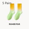 5 Pairs of Female Spring and Autumn Sports Color Gradient Color Tube Socks