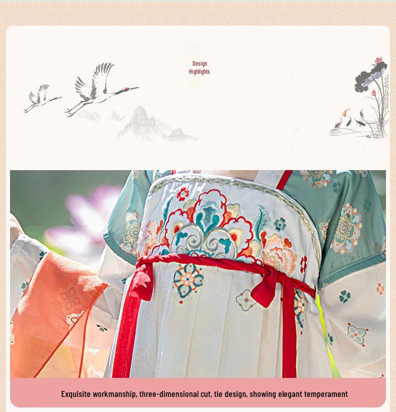 Girls' Autumn Hanfu Fairy Princess Dress - Children's Ancient Style Performance Costume with Ribbons