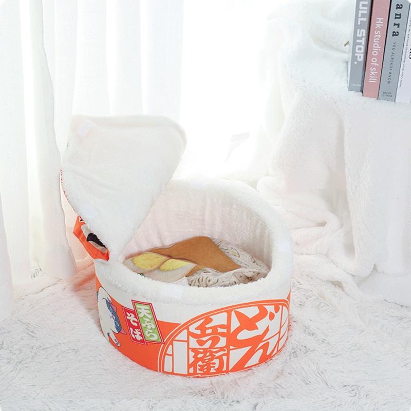 Pomarańczowy Kot Zimowa Zabawa Makaroniki Legowisko dla Szczeniaka Dom Kot Śpiwór Mata Pluszowe Łóżko Akcesoria Meblowe Artykuły dla Zwierząt