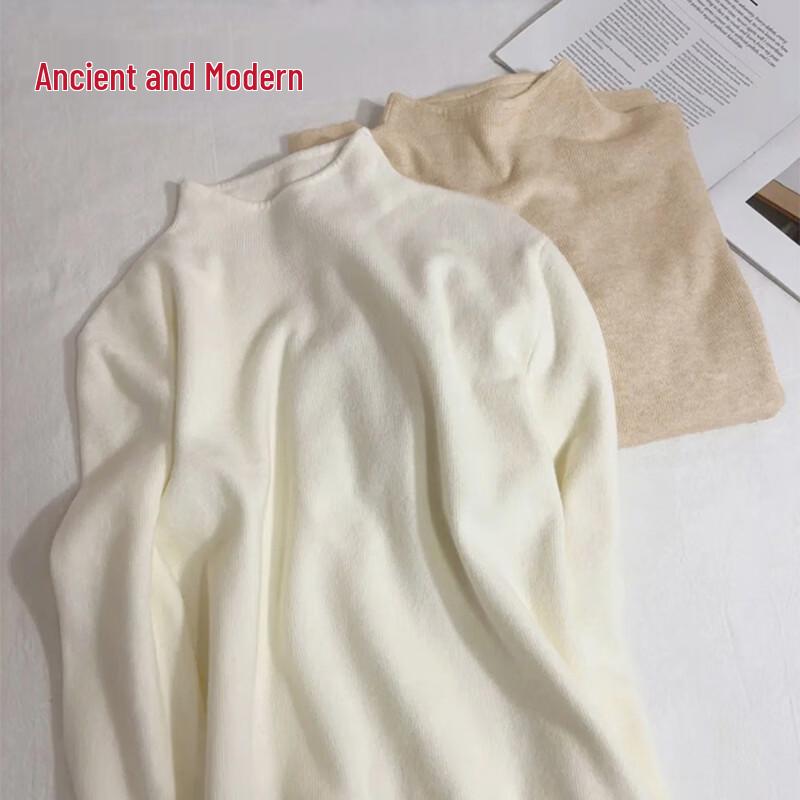 GUJIN Women's Warm Slim Fit Half-High Collar Knit Top