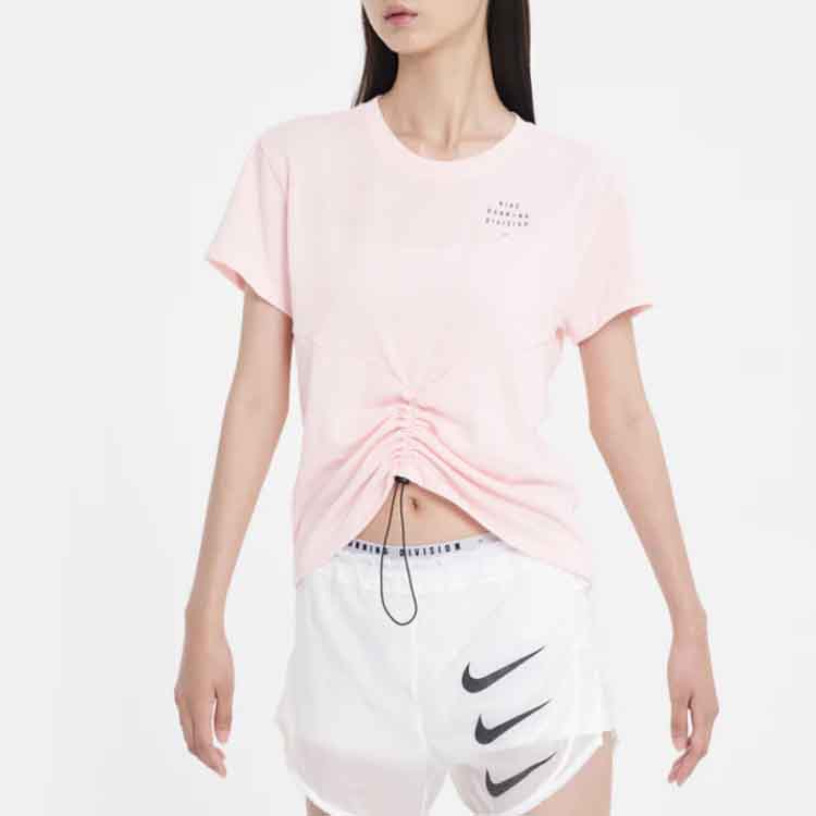Nike Dri-FIT Run Division Reflective Logo Printed Running T-Shirt Short Sleeve Women Tops Coral DD5316-864