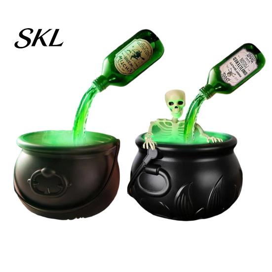 Dekoracja Halloween Wewnętrzna Kociołek Czarownicy, Duże Plastikowe Czarne Wiadro z Pływającą Butelką Eliksiru, Artefakt Atmosfery Straszny Garnek Zupy Dekoracja do Domu
