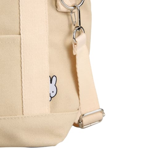 Hapitas 2-Way Insulated Tote Bag with Shoulder Strap, Canvas Lunch Bag, Miffy Women's, Ivory Face