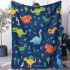 Dinosaur Print Flannel Blanket Throw Blanket Warm Gift Blanket Soft Digital Printed Fleece for Teen Bed Sofa Home Decor Use