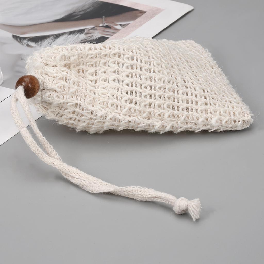 Exfolierande Tvålpåse Sisalhampa Blåsa Duschskum Skapare Nät Med Dragsko Tvålnät Skummande Lätt Bubbelpåse Badrum