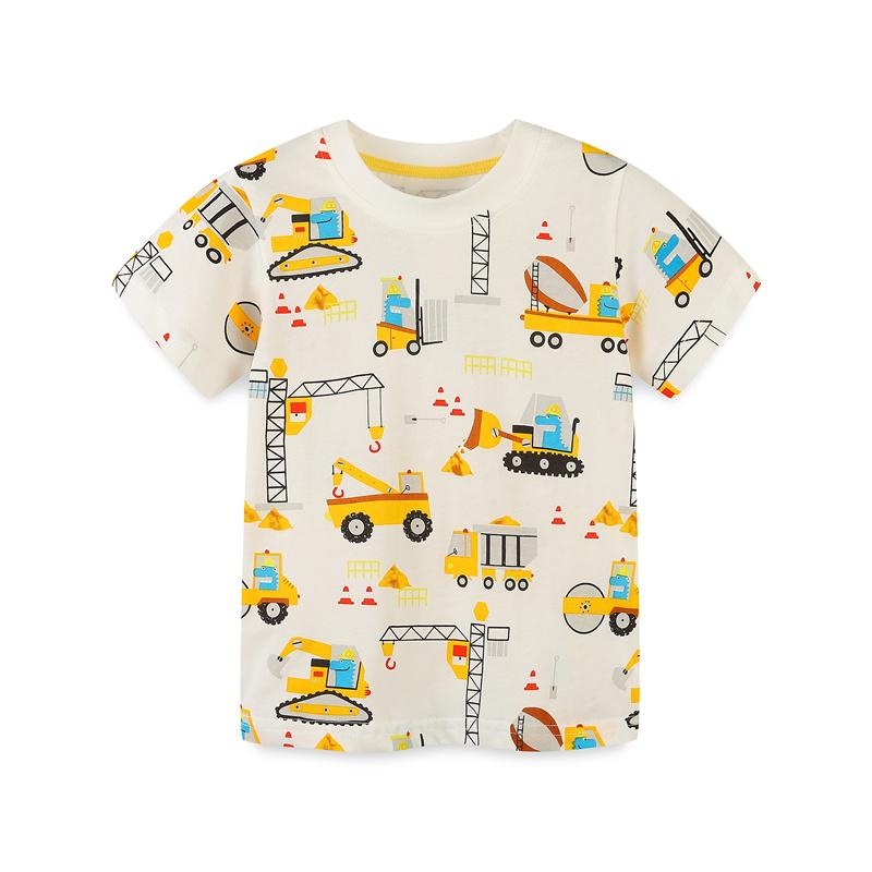 Cartoon car children's T-shirt summer boy and girl T-shirt hot selling young children's top clothing shirt