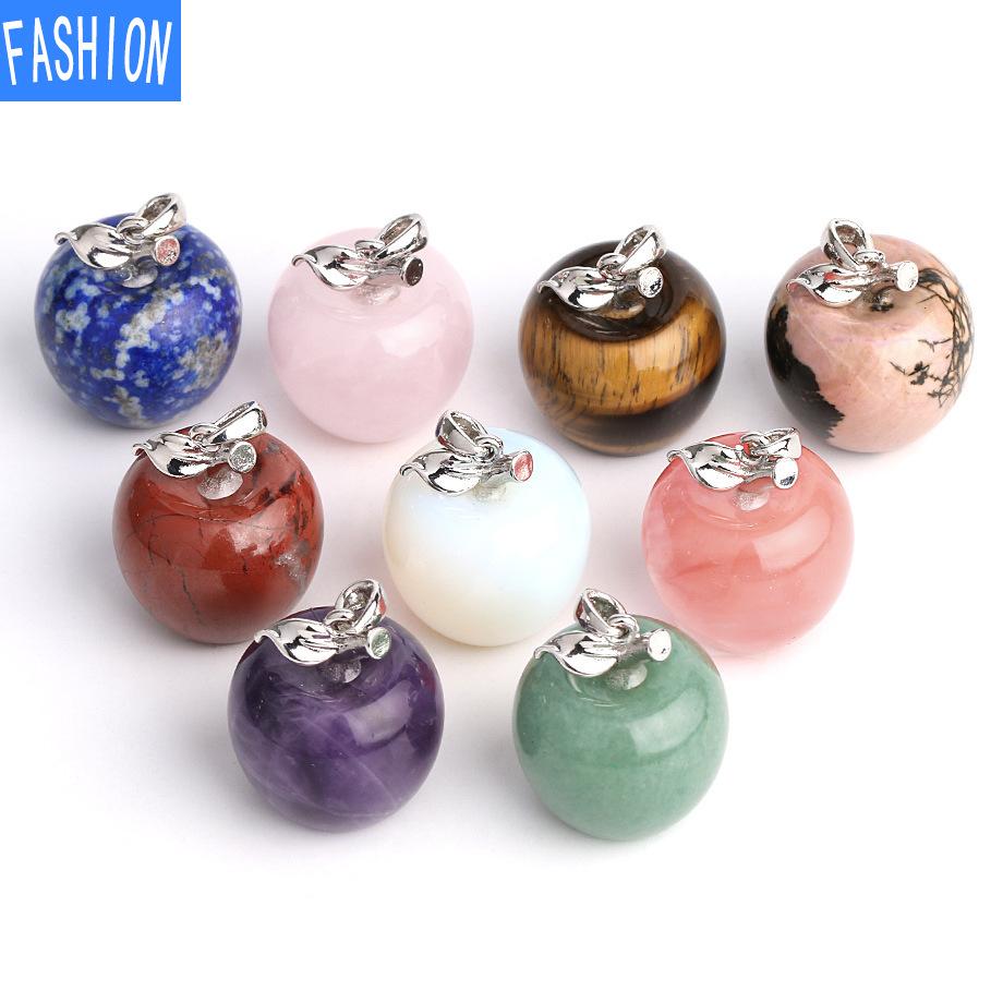 Natural Crystal Apple Pendant Summer Bead Chain Necklace Women'S European And American Fashion