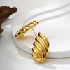 Premium Stainless Steel Striped Texture Earrings Three Layer Metal Knot Geometric Wing Hemispheres Stud Lightweight Jewelry Gift