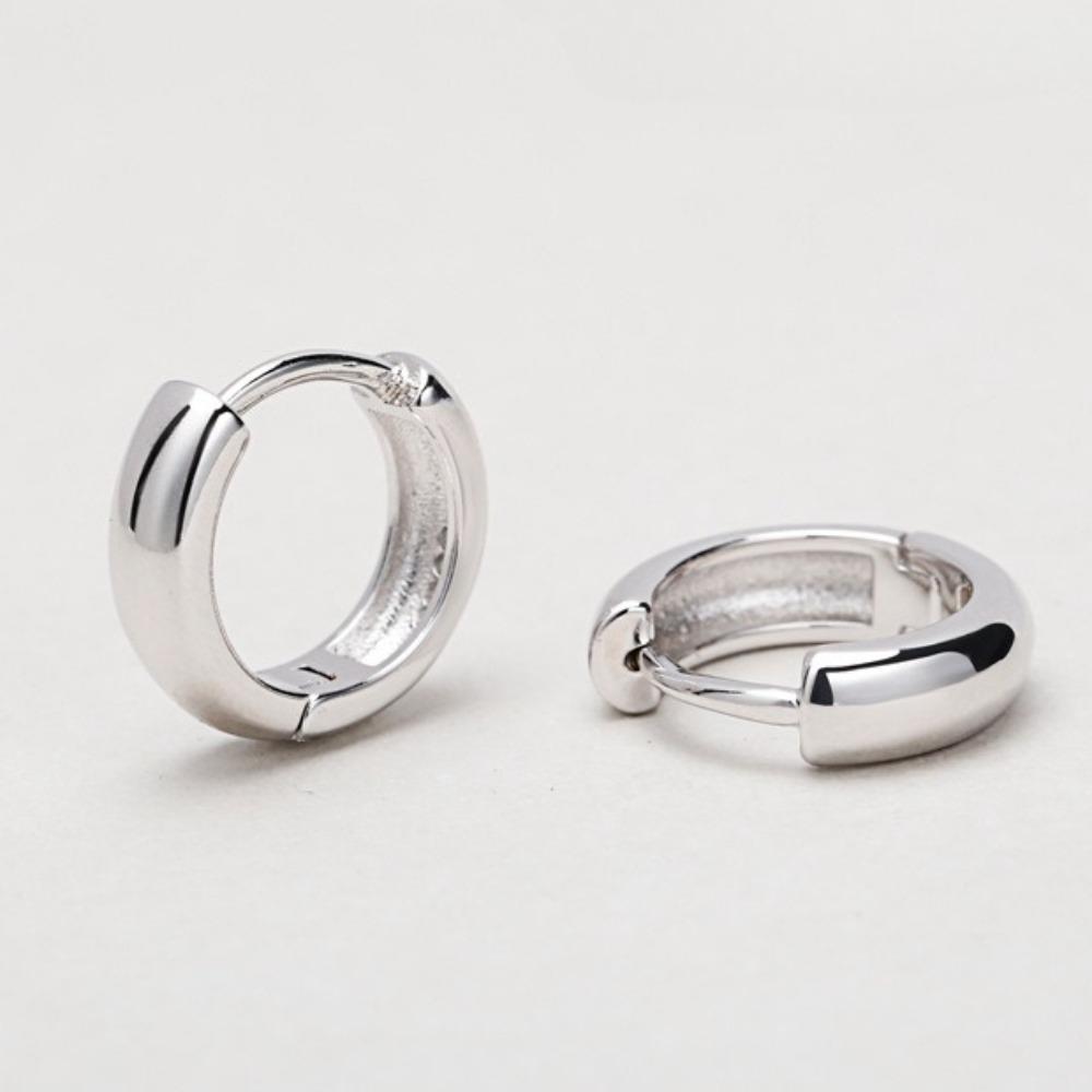 S925 Silver Plated Black White Hoop Earrings for Men Women Couple Simple Circle Earrings
