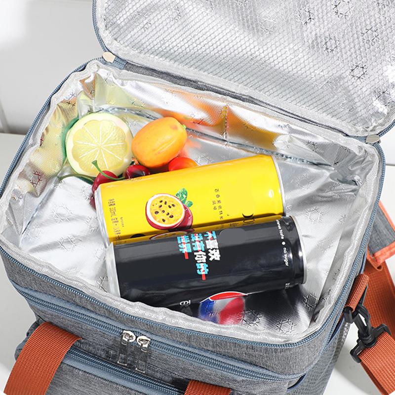 1PC Double Layer Lunch Bag Large Capacity Thermal Insulation Lunch Bags Leakproof Cooler Tote For Men Women Work Picnic School