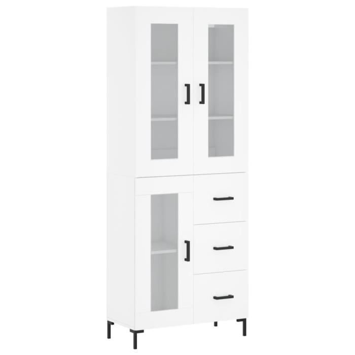 VidaXL Buffet haut Blanc 69,5x34x180 cm Bois d'ingénierie 3198593
