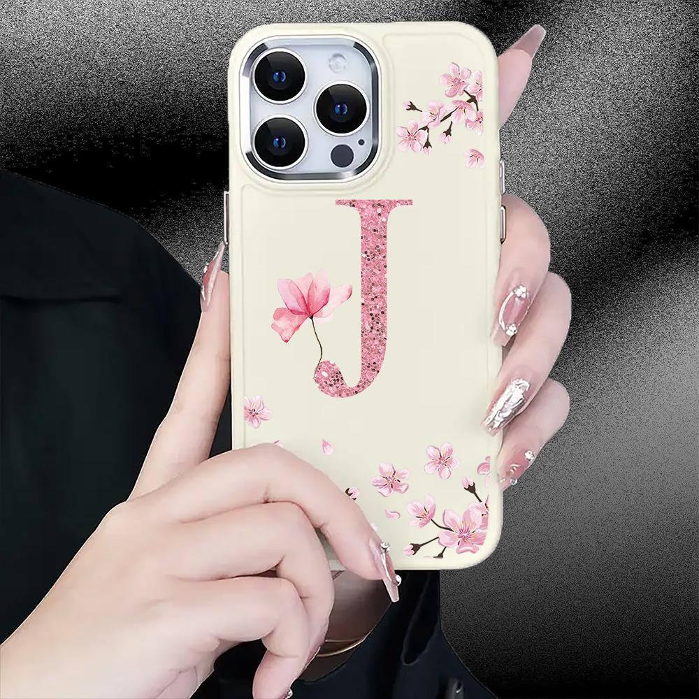 Cherry Blossom Letters Case,suitable for iPhone 16 15 14 13 12 11 Pro Max X XS XR