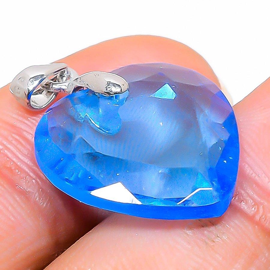 

Подарочный кулон из стерлингового серебра 925 пробы с натуральным швейцарским голубым топазом 1,02 дюйма r2m35