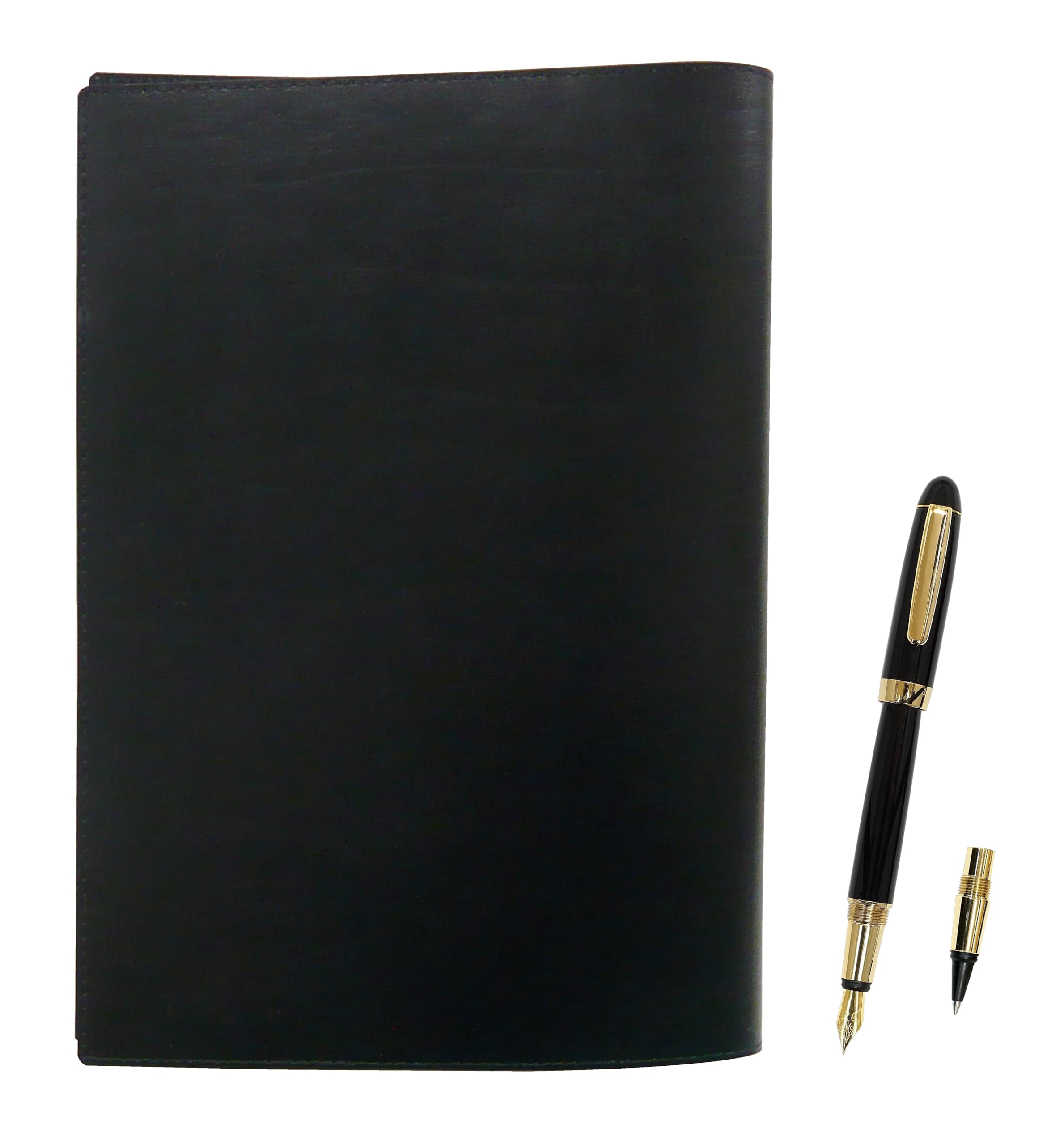 

Black recycled cowhide B5 book and notebook cover with Exchange BP WX fountain pen ink and black set (same structure) (T23-B5-005B-WX-B) чёрный