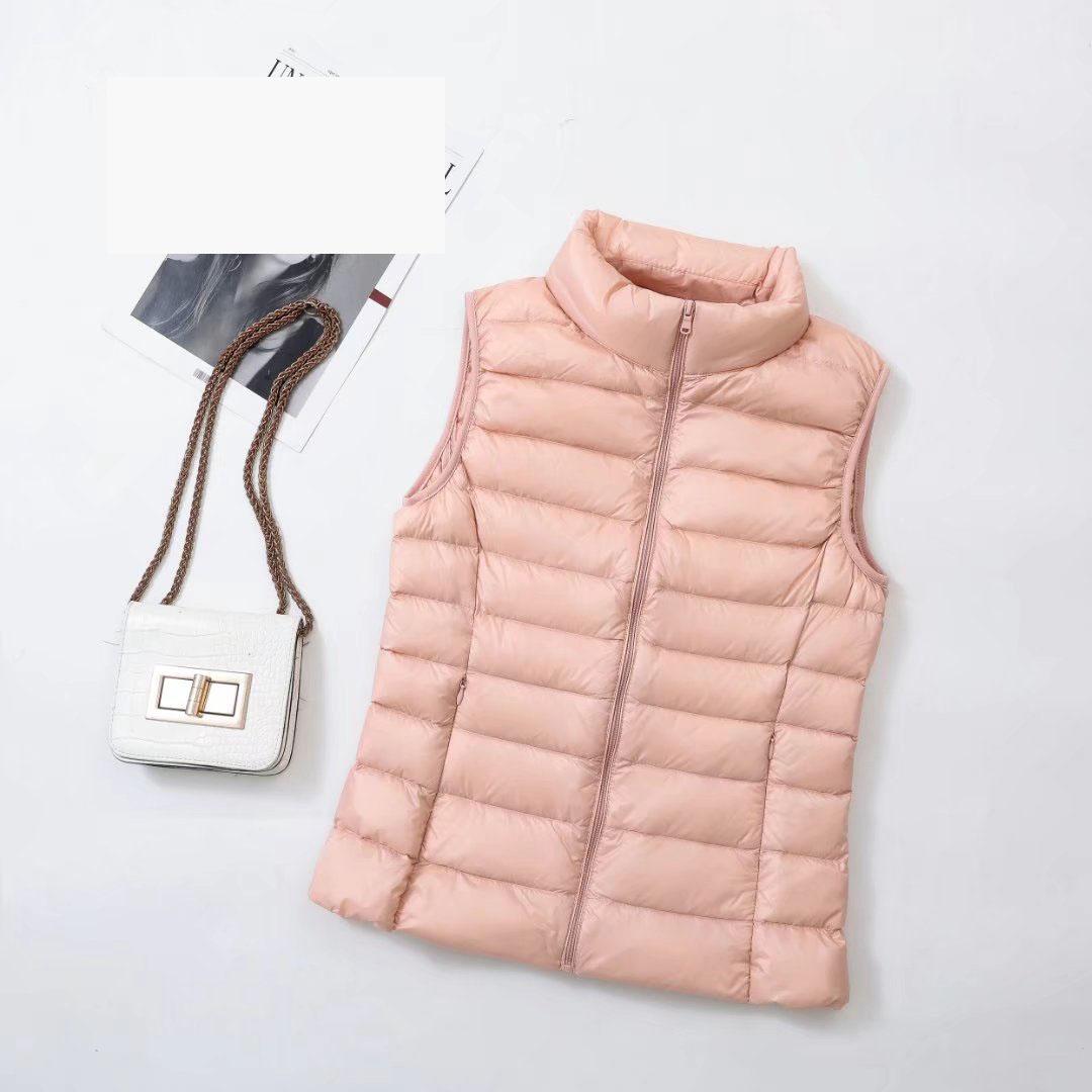 

Осень и Зима Повседневный Утолщенный Жилет из Хлопка Без Рукавов Однотонный Приталенный Пуховик для Пары Удобный Высококачественный Красивый Самая Яркая Одежда XXL светло-розовый