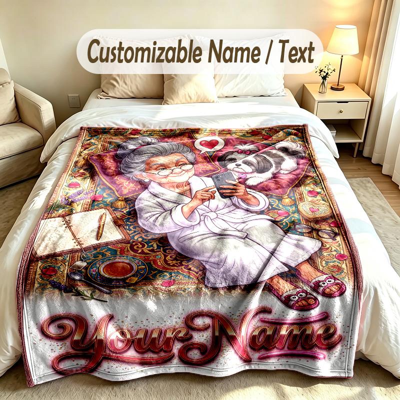 Portrait Man Theme Custom Blanket Personalized Name & Text Customized Soft Warm Throw Blanket Home Decor