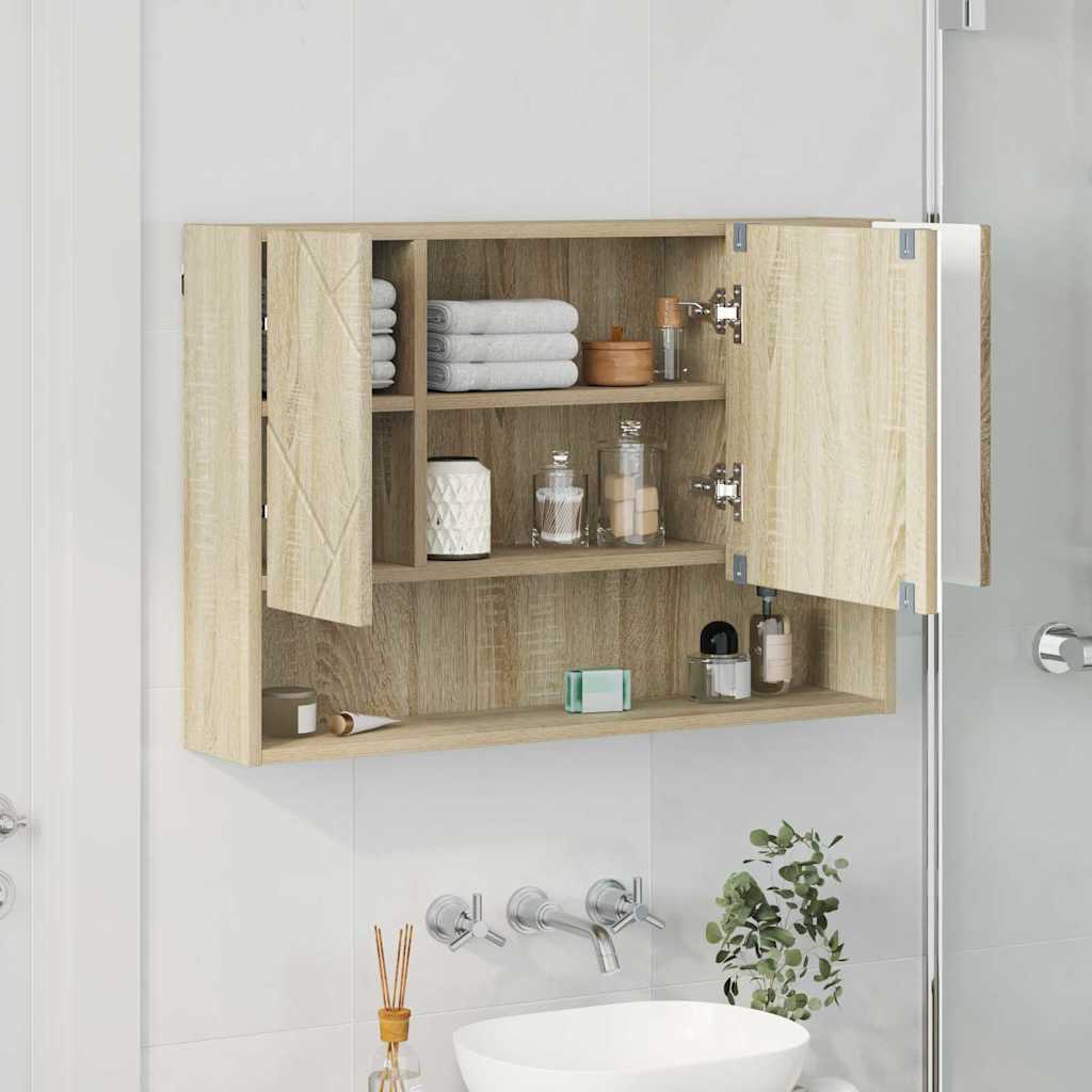 Mirror Cabinet Sonoma Oak 80 X 17 X 55 Cm Engineered Wood