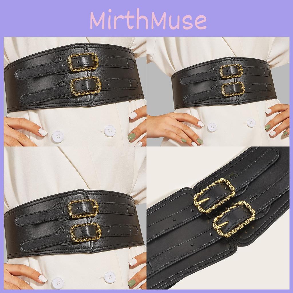 Vintage Elastic Women Waistband Waist Cincher With Double Button Buckle Twist