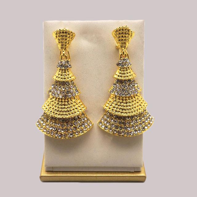 

Серьги-гвоздики с кристаллами золотого цвета, подвеска, новый дизайн, женские висячие серьги, серьги-подвески, модные ювелирные изделия