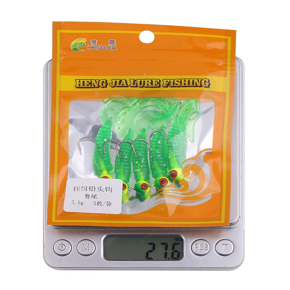 5pcs/bag Jig Hook with Soft Lure Pesca Wobbler Artificial Bait Silicone Bait Sea Bass Carp Fishing Soft Tail Perch Bait