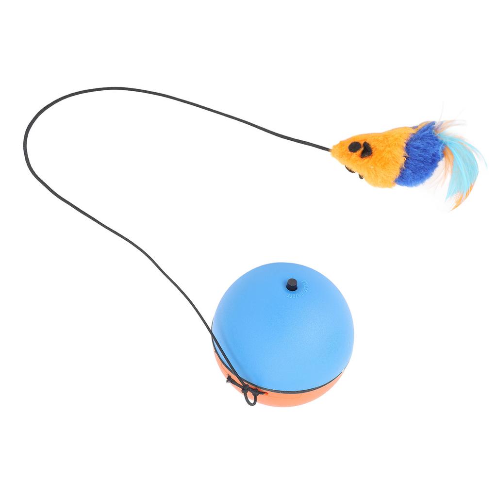 Cat Automatic Moving Ball with Plush Feather Pendant Intelligent Sensor Self Rotating Cat Toy Blue