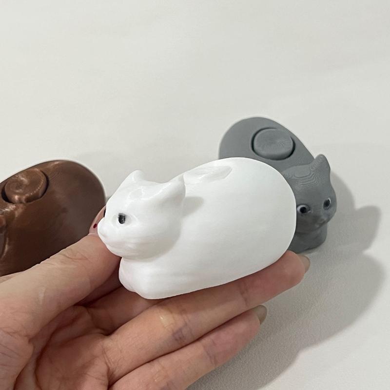 1Pc 3D Printing Rotating Cat Decompression Toy Rotating Cat Emoji Package Ornament Toy