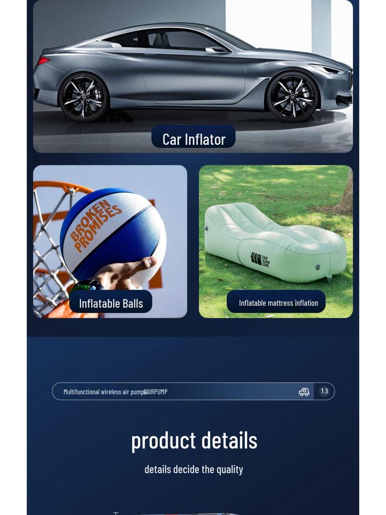 Portable Smart Digital Car Air Pump: Compact High-Power Handheld Inflator with Digital Display