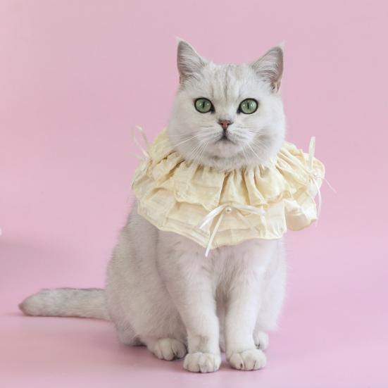 Cat Bib Collar Pet Bandana Scarf Accessories with Bow Adjustable Cat Dog Princess Costume for Christmas Birthday Party Decoration