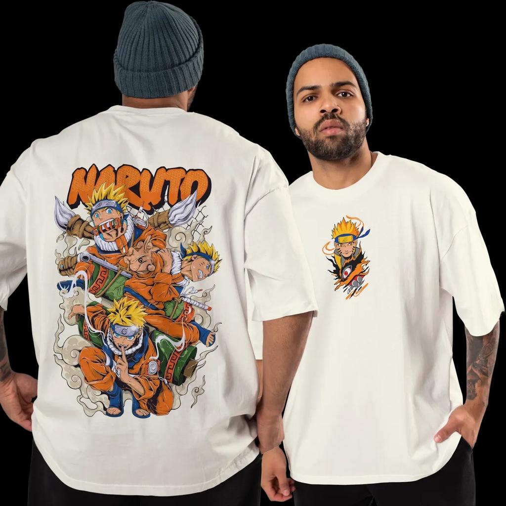 Naruto Uzumaki TShirt Men Summer Anime MultiPose Graphic Tee Japanese Manga Streetwear Short Sleeve Oversized Top