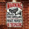 No Trespassing Sign Waterproof Rustproof Surveillance Warning Metal Plaque Home Wall Decor