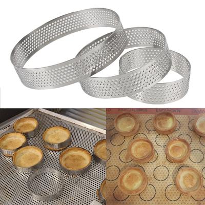 6 8 10 CM Perforated Tartlet Cake Mousse Mould Stainless Steel Tart Mold Pie Ring Cookies Pastry Circle Cutter Baking Tools