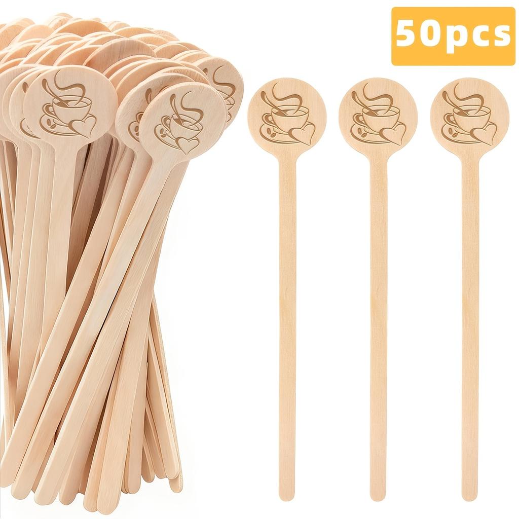 50pcs Disposable Stirring Rod-5Centimeter Round-headed Wooden Coffee Stirring Stick Is Easy To Hold and Suitable for Both Hot and Cold Beverages -