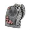 62KD Solarbetriebene Engelskulptur Gedenkvase Wetterfeste Harze Grabdekoration für Friedhofsgarten Außenbereich